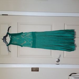 A green and gold dress